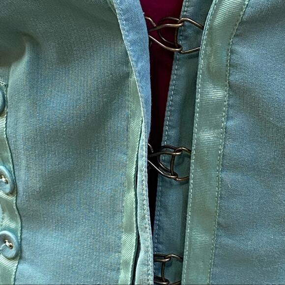 Marc Jacobs Military Style Cotton Blazer Womens Size 4 Light Teal Ribbon Detail - Picture 6 of 15